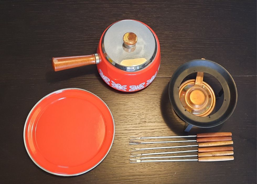 Set fondue vintage - vermelho