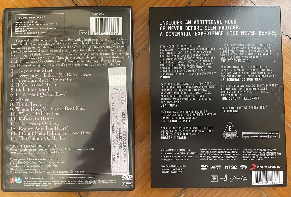 Cd’s e DVD’s musicais Celine Dion
