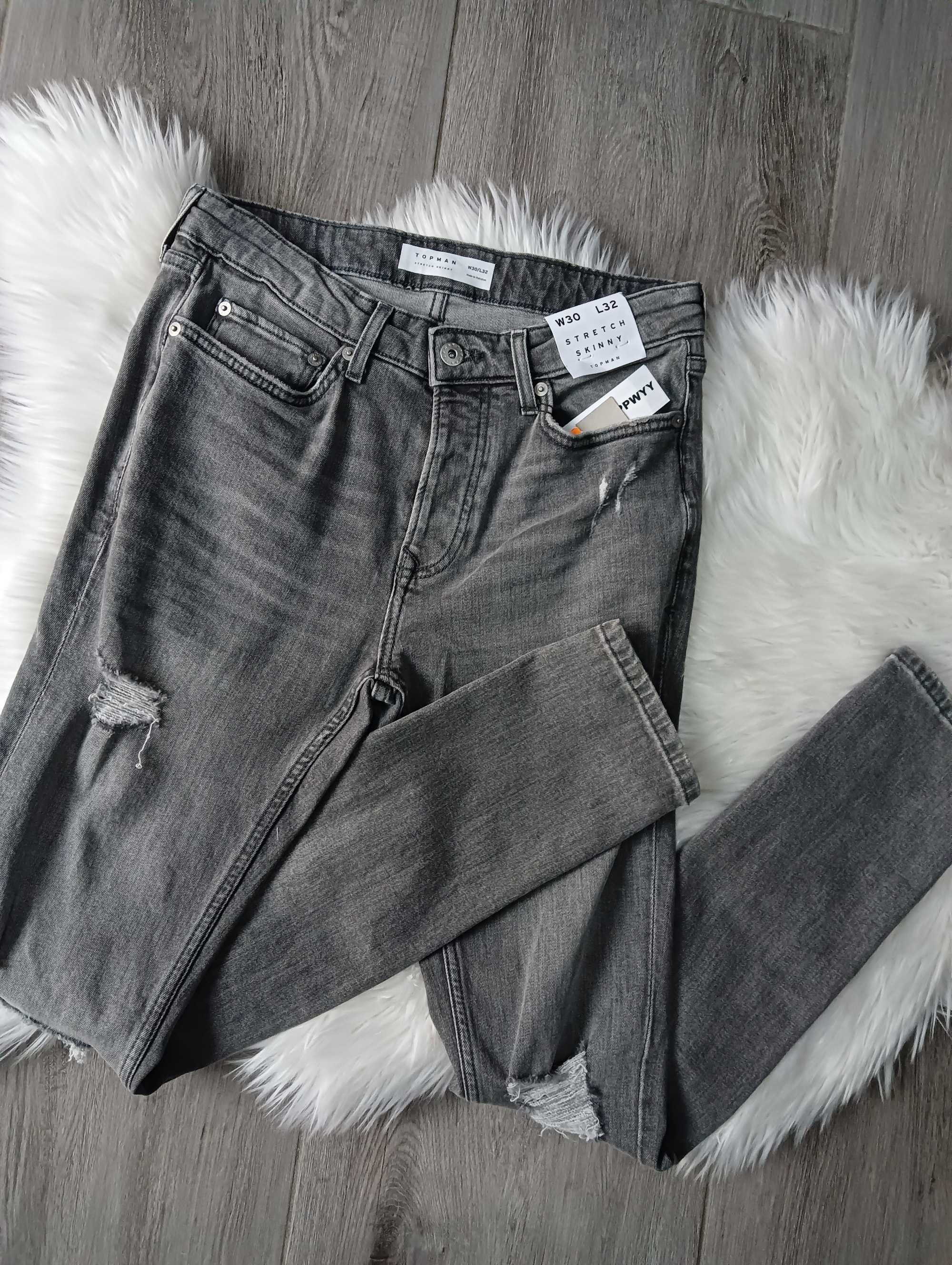 spodnie męskie jeansowe szare rozm w 30/ l 32 topman