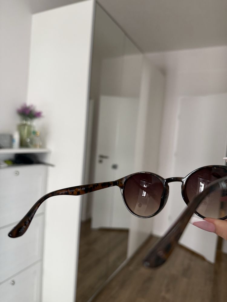 sunoze okulary przeciwsłoneczne brązowe okrągłe uv protection 100%