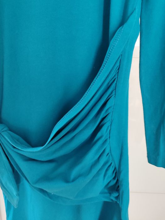 Sukienka turkus, ciekawy wiązany przód