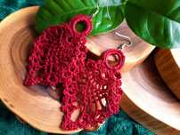 Kolczyki handmade - bordowe ananaski