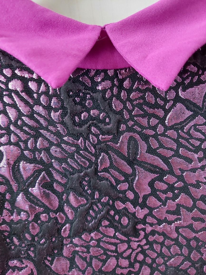 Sukienka elegancka xs błyszcząca fuksja róż