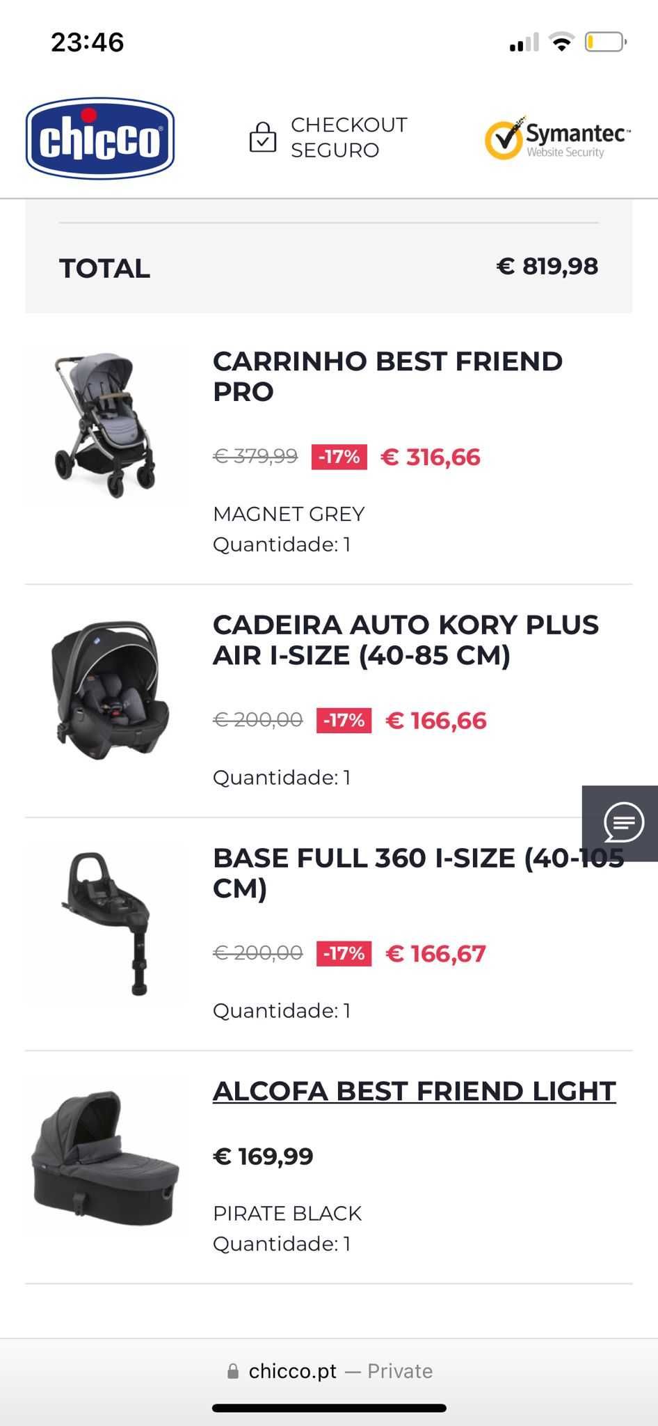 Trio chicco ovo+carrinho+alcofa+base giratória 360o