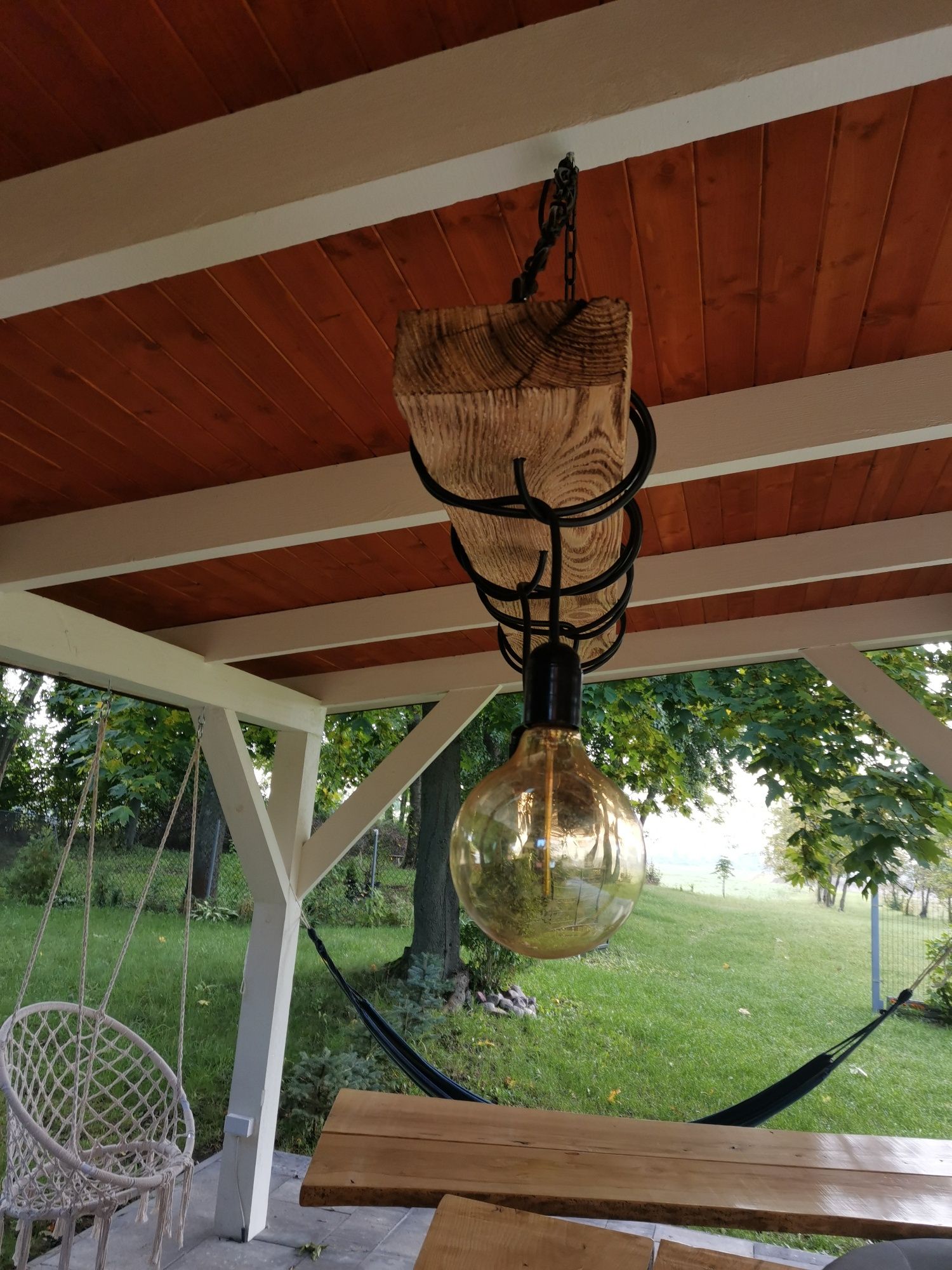 Lampa wisząca Drewniana