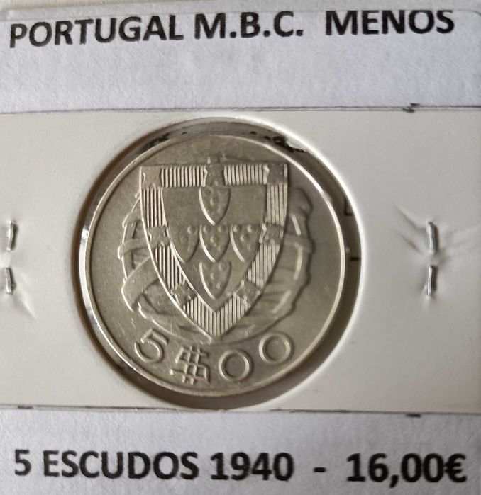 2 Moedas 5 escudos  2ª República Portuguesa " Emissão Anual em Prata "