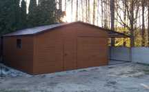 Garaż blaszany 6x6 + 3m zadaszenia Złoty Dąb blaszak