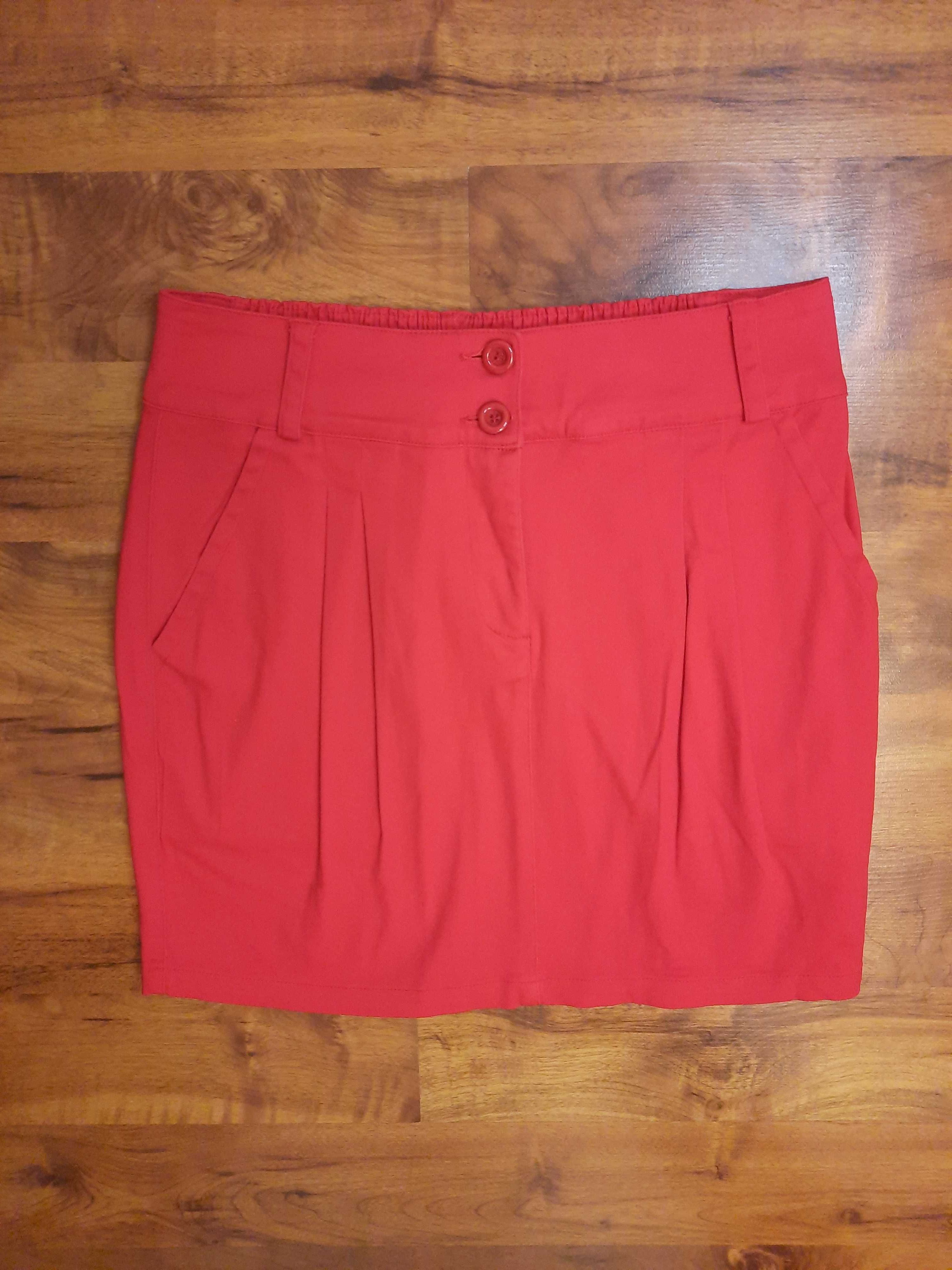 Spódnica czerwona bawełniana spódniczka Even And Odd rozmiar S 36