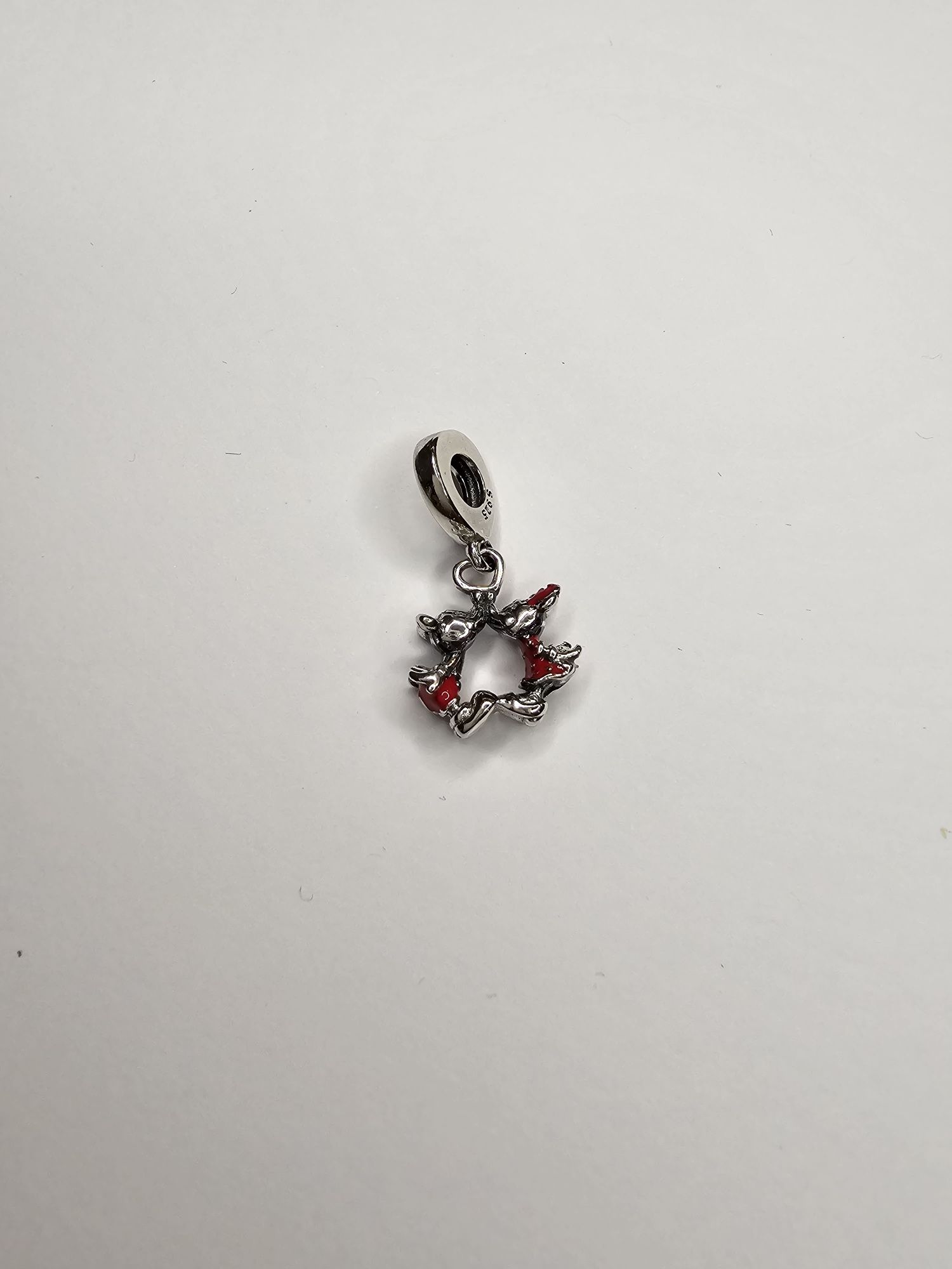 Srebrny Charms do bransoletki Pandora myszka Mickey Minnie całus 925