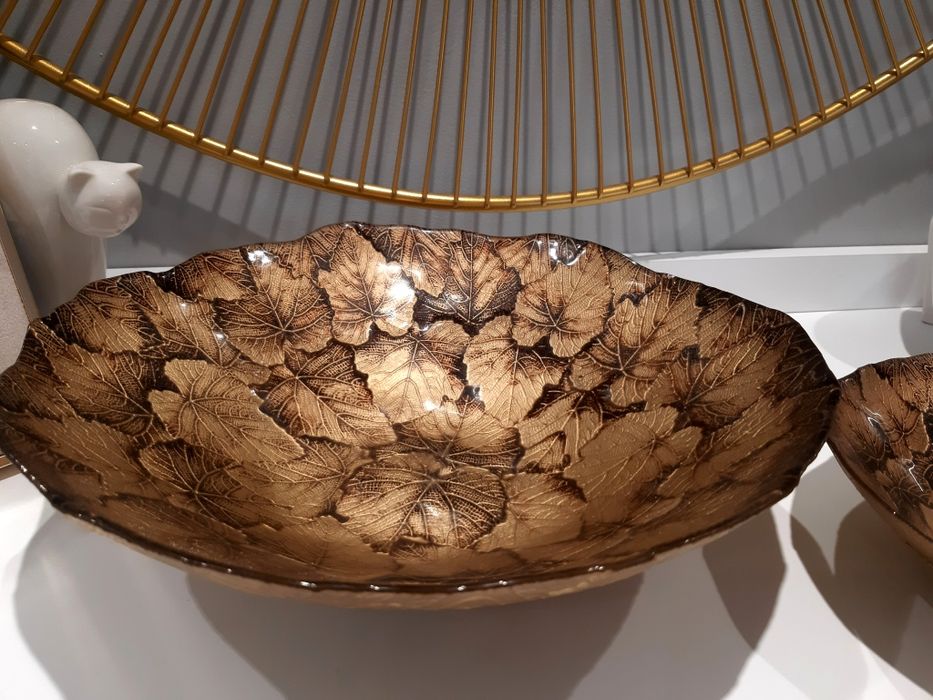 Miski patery Szkło Złote Liście
