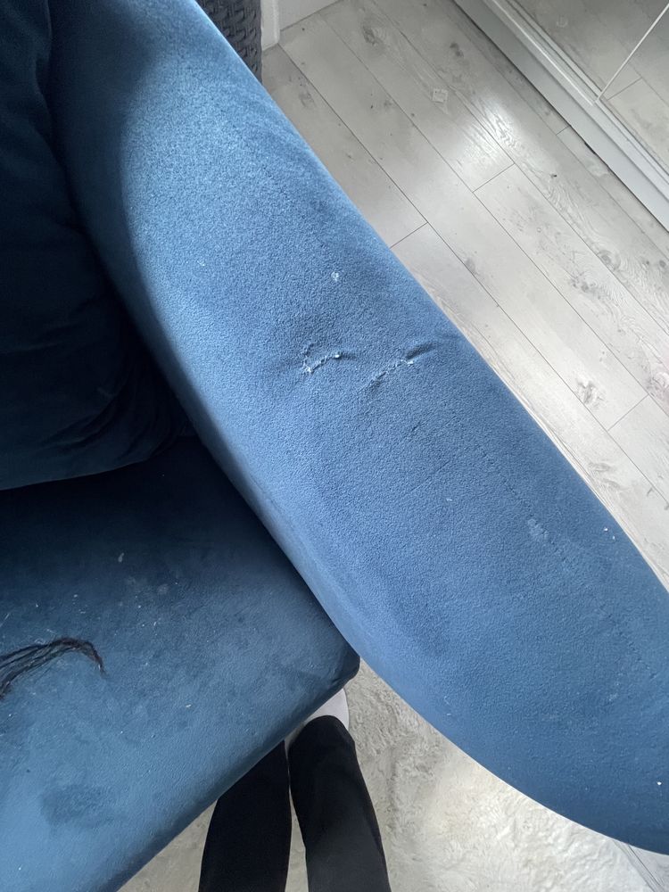 Turkusowa/ granatowa sofa rogowka
