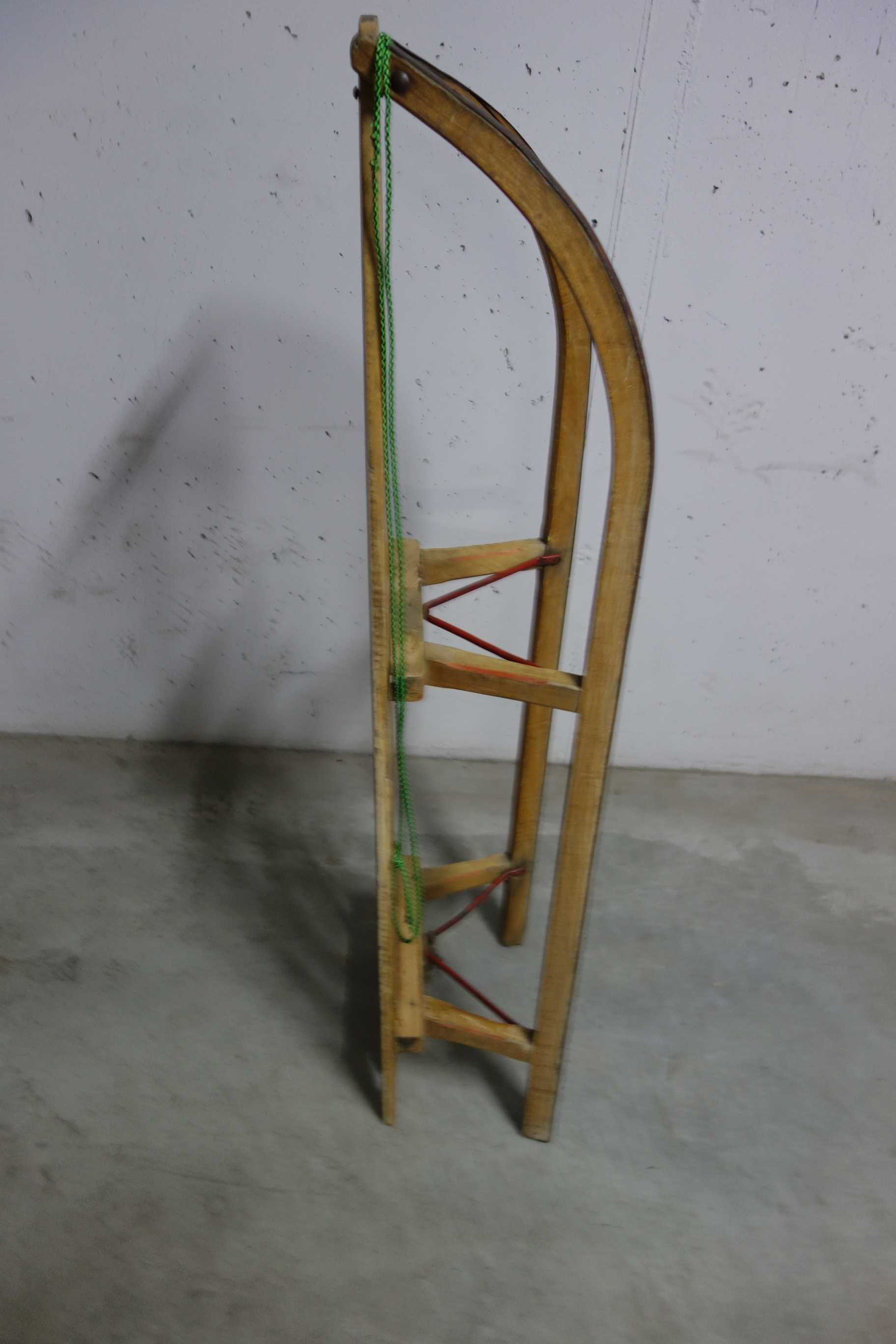 stare sanki zimowe drewniane vintage PRL lata 60-te kompletne