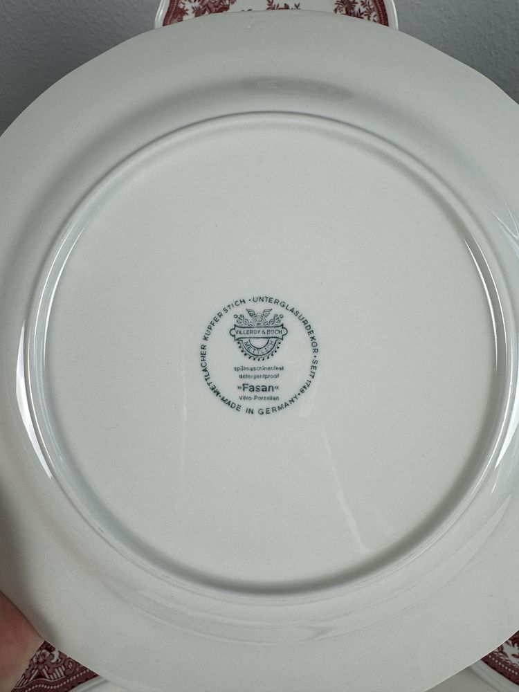 Talerze obiadowe Płytkie Villeroy Boch Fasan czerwone
