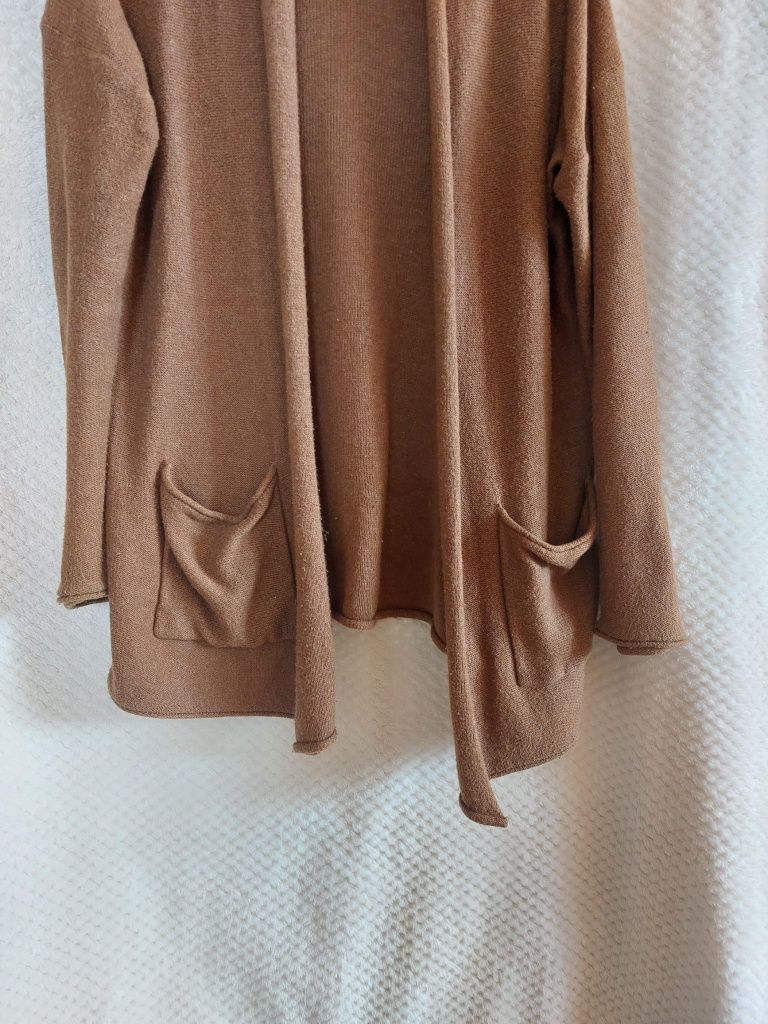 Długi sweter, kardigan w kolorze czekolady. H&M. Rozmiar M/oversize