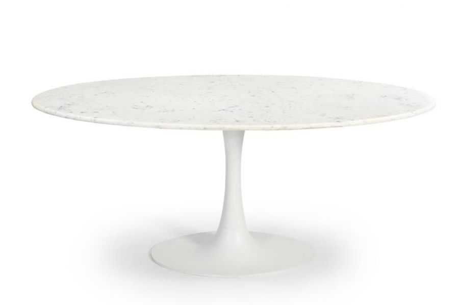 Stół owalny Tulip biały marmur 180 cm, elegancki, do salonu