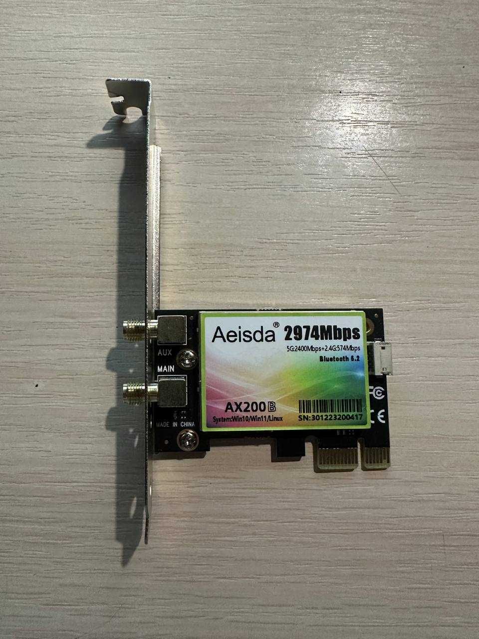 Адаптер Wi-Fi 6 + Bluetooth 5.2 PCI-E Aeisda Intel AX200