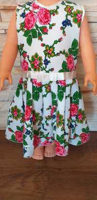 Folkowa sukienka letnia dla dziewczynki r. 110 cm.   Pa.Wa