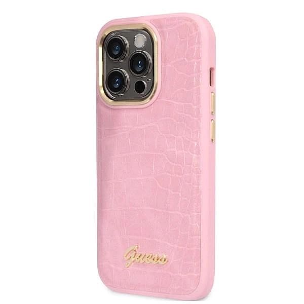Etui Guess Croco Collection na iPhone 14 Pro - różowe