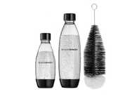 2 butelki Sodastream FUSE w kolorze czarnym, 0,5l. + 1l. + szczotka