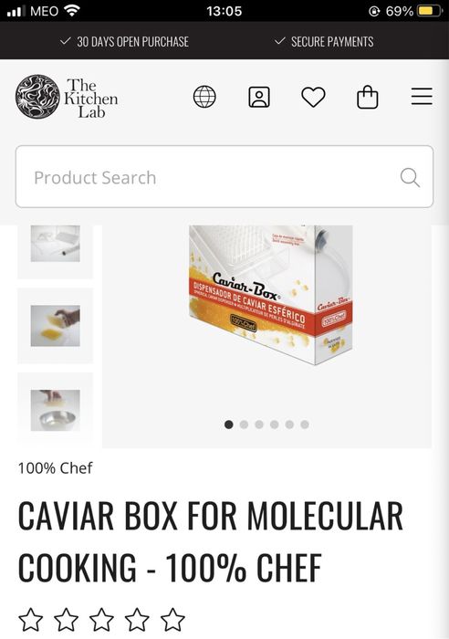 Caviar box para cozinha molecular.