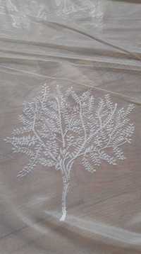 Biała firanka żakardowa wys 250 / 150 szer - firanka drzewka połysk