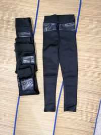Лосины штаны со вставками для девочек 5,6,7,8 лет черные дайвинг