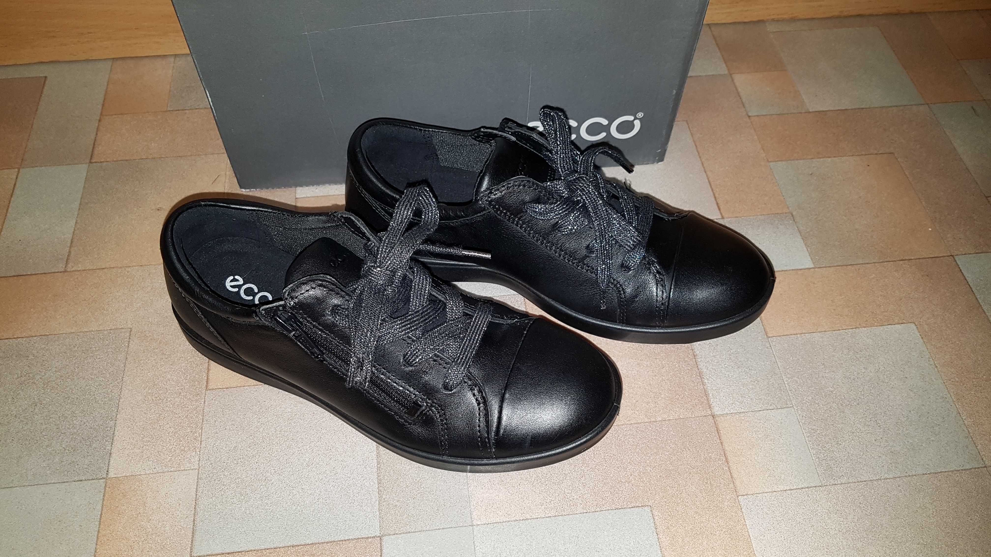 Полуботинки кожа Ecco ELLI туфли кроссовки черные 34 р 22,4 см унисекс