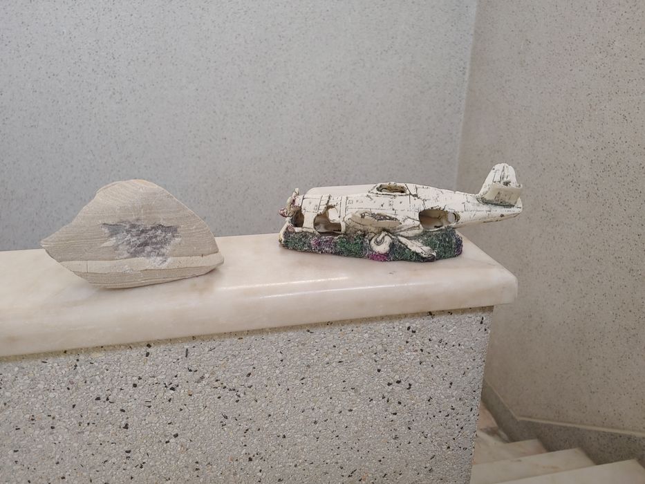 Avião e rocha para aquário