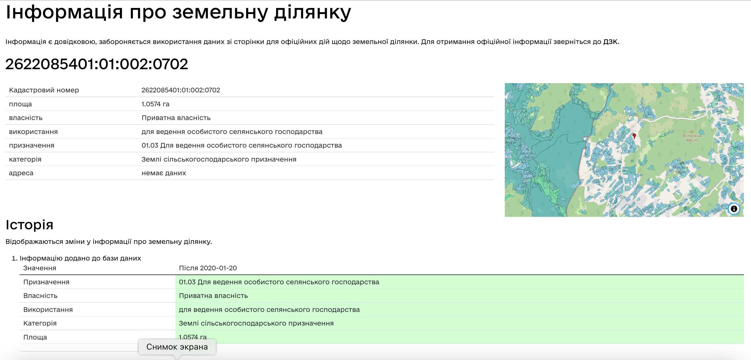 Земельна ділянка 1.0574 га в Карпатах