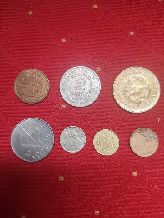 Stare Monety Frank Francuski Frank Lir Centym Kopiejka Korona Stotinka