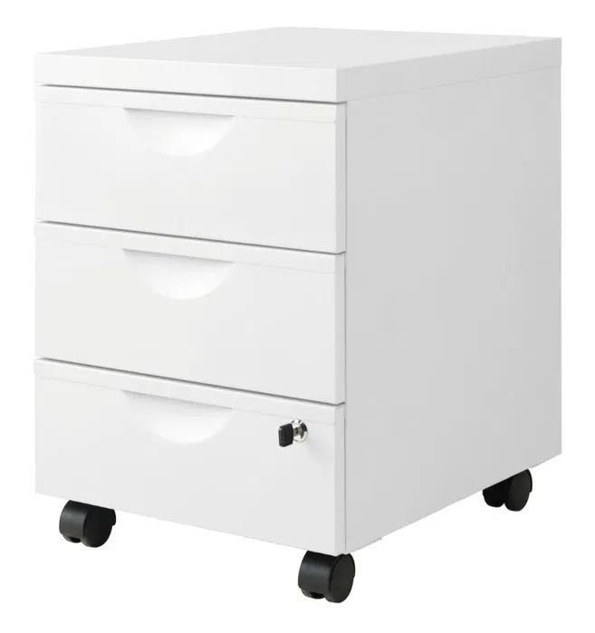 Kontenerek na kółkach, zamykany na klucz IKEA ERIK Metalowy 3 szuflady