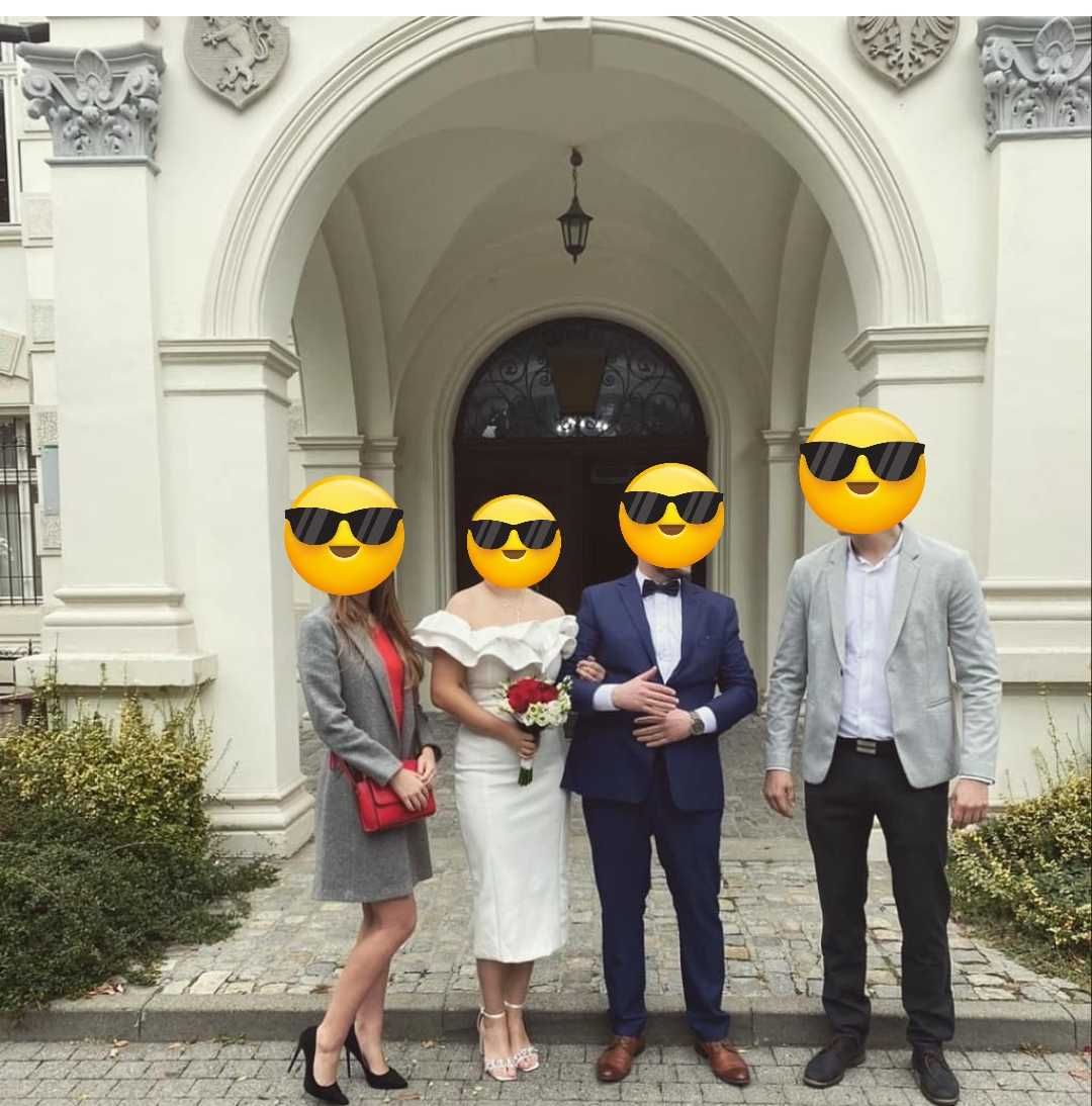 Biała sukienka ołówkowa midi