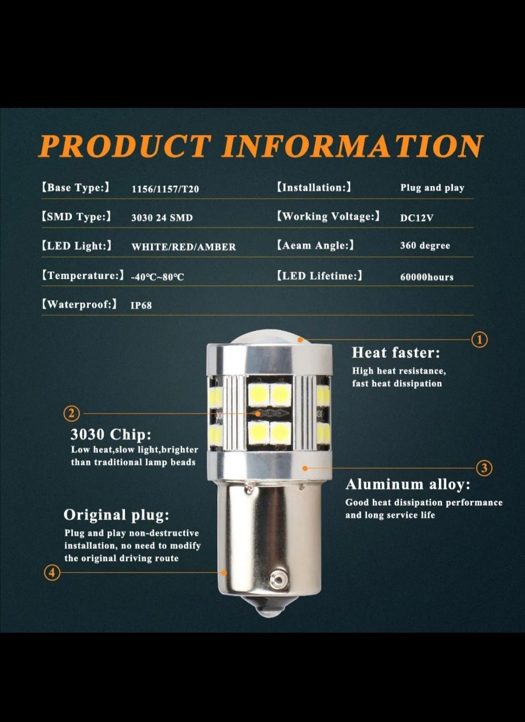Lâmpada led BA15S P21W
