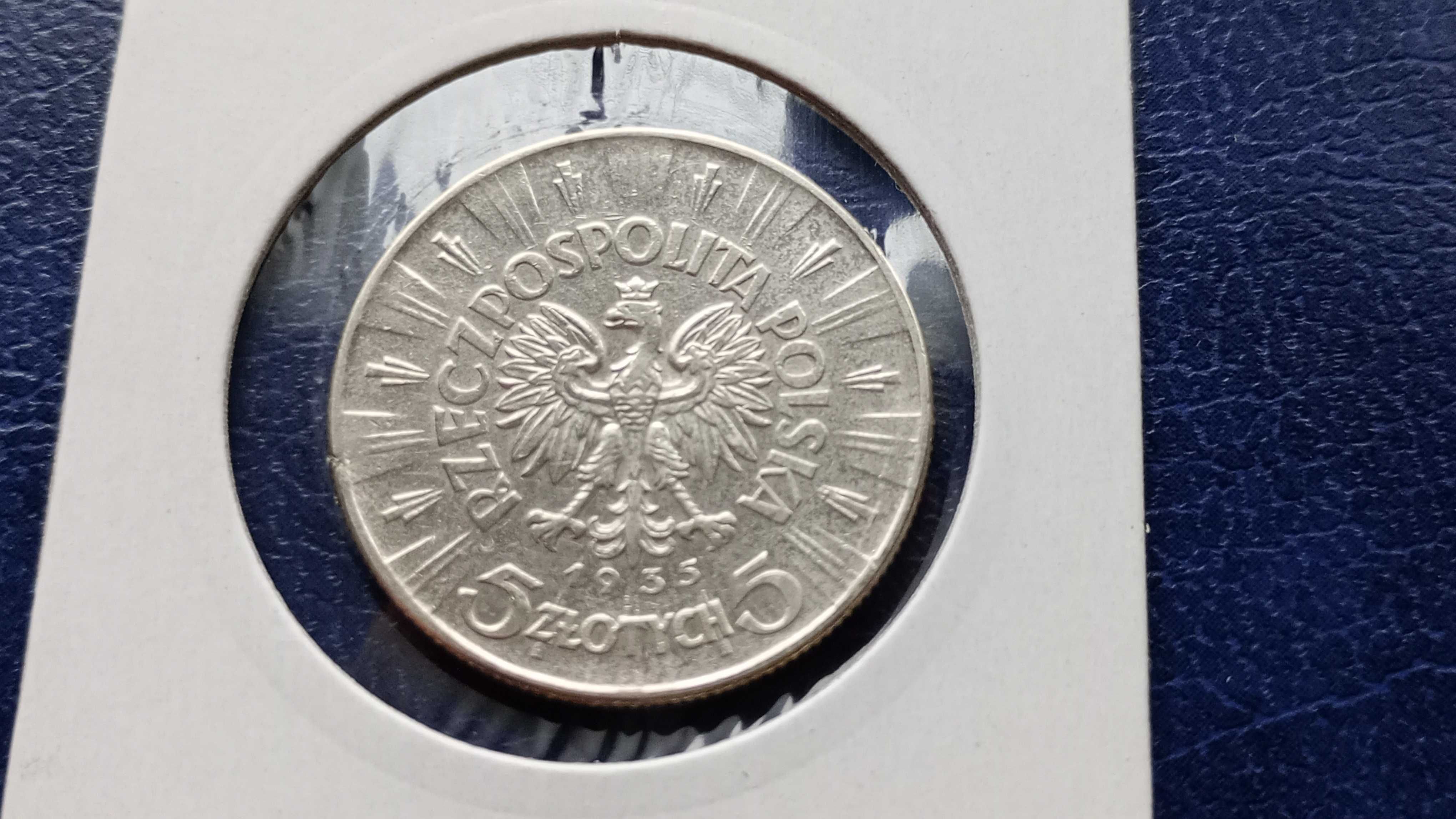 Stare monety Medal 5 zł 1935 Piłsudski srebro 2RP