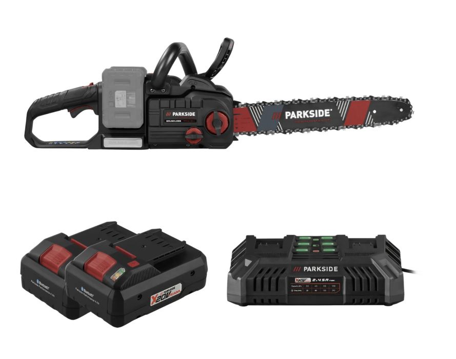 Piła łańcuchowa Parkside Performance 2x4ah ładowarka
