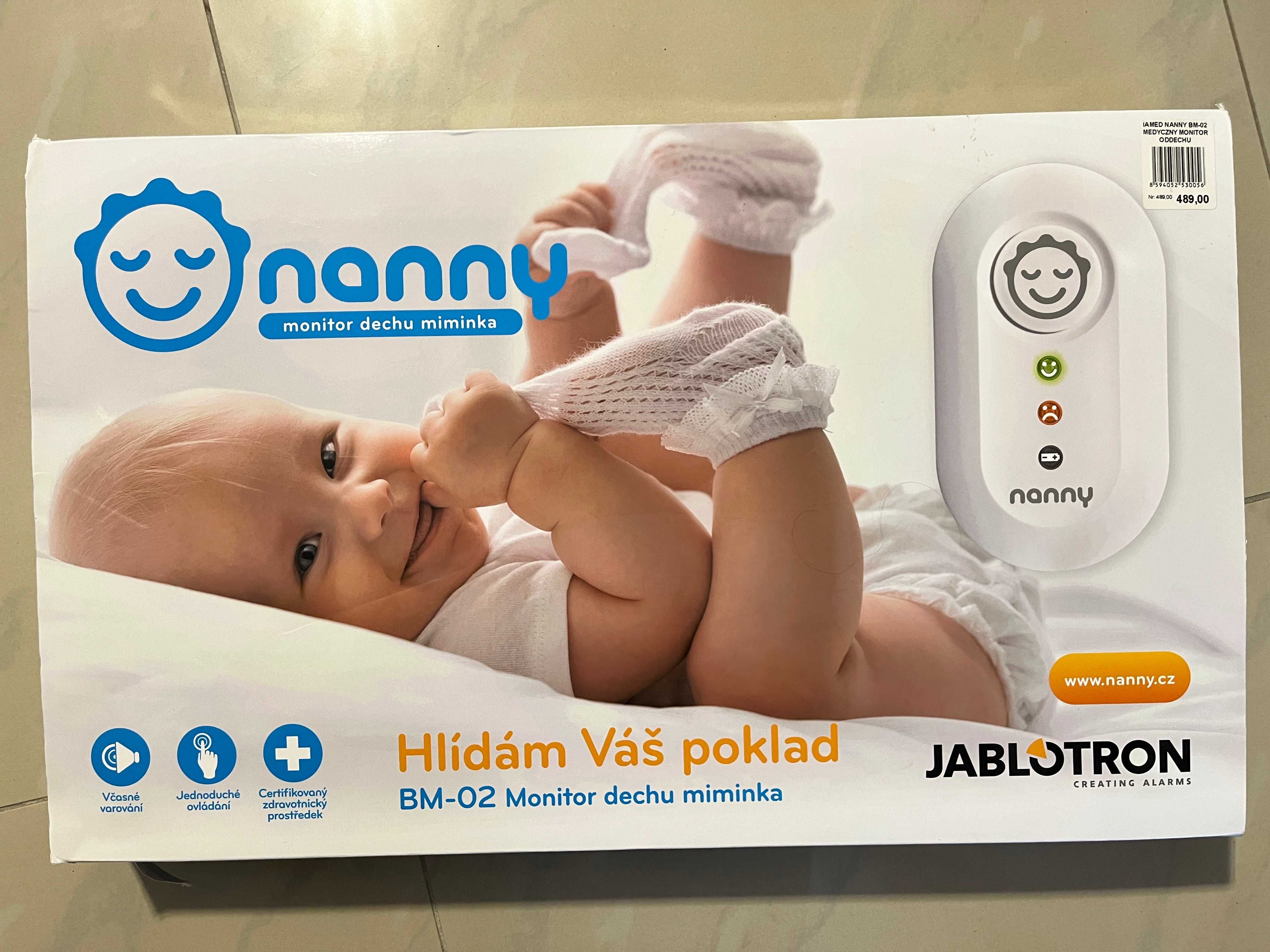 Medyczny monitor oddechu Nanny BM-02 Jablotron jak nowy zestaw komplet