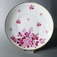 piękna porcelanowa patera talerz naścienny lichte różowe kwiaty