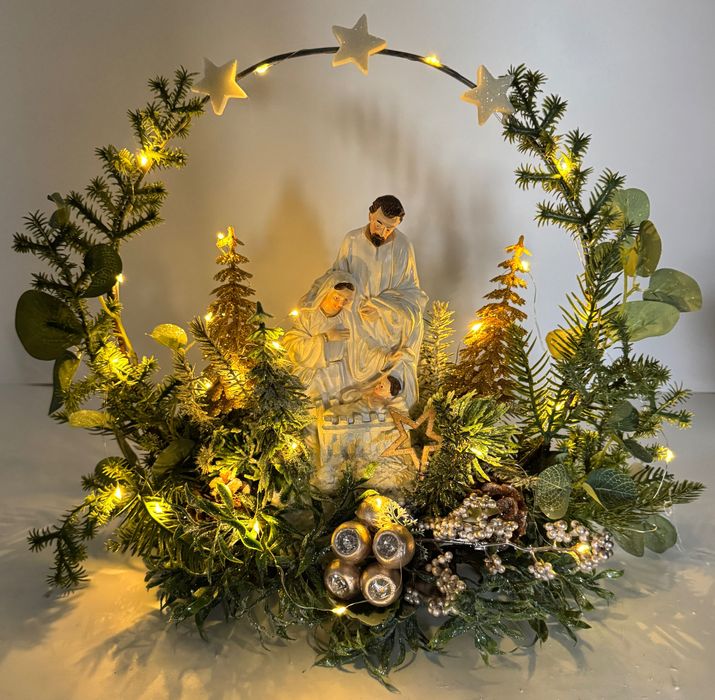 Stroik świąteczny Szopka Święta Rodzina LED dekoracja Boże Narodzenie