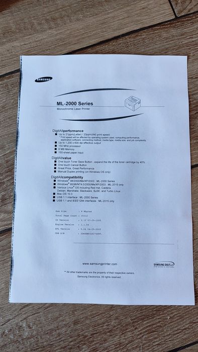 Принтер Samsung ml2015 лазерний