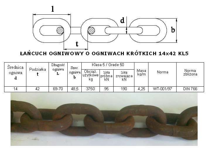 TWARDY łańcuch rozrzutnika obornika Heywang, Duchesne 14x42 KL7-8