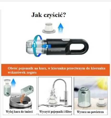 Odkurzacz samochodowy - NOWY 120W 12V - kabel 3m - OSTATNIE sztuki