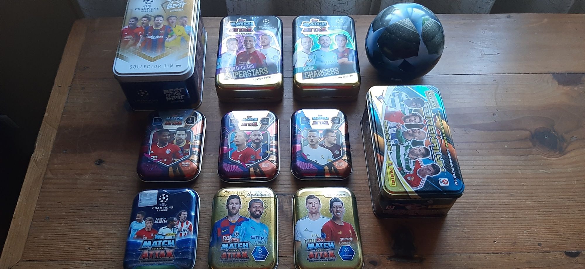 11 caixas/latas vazias cartas/cromos topps/adrenalyn