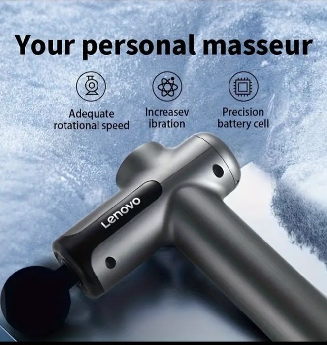 Перкусійний масажер для тіла та м'язів Lenovo + 8 насадок + кейс