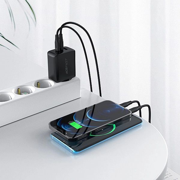 Acefast 2w1 ładowarka sieciowa 2x USB Typ C / USB 65W, PD, QC 3.0, AFC