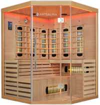 Sauna na 3 osoby podczerwień kabina Kiruna 150x150 Dual Technology Led