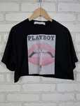 Koszulka crop top Playboy x Misguided Cropped