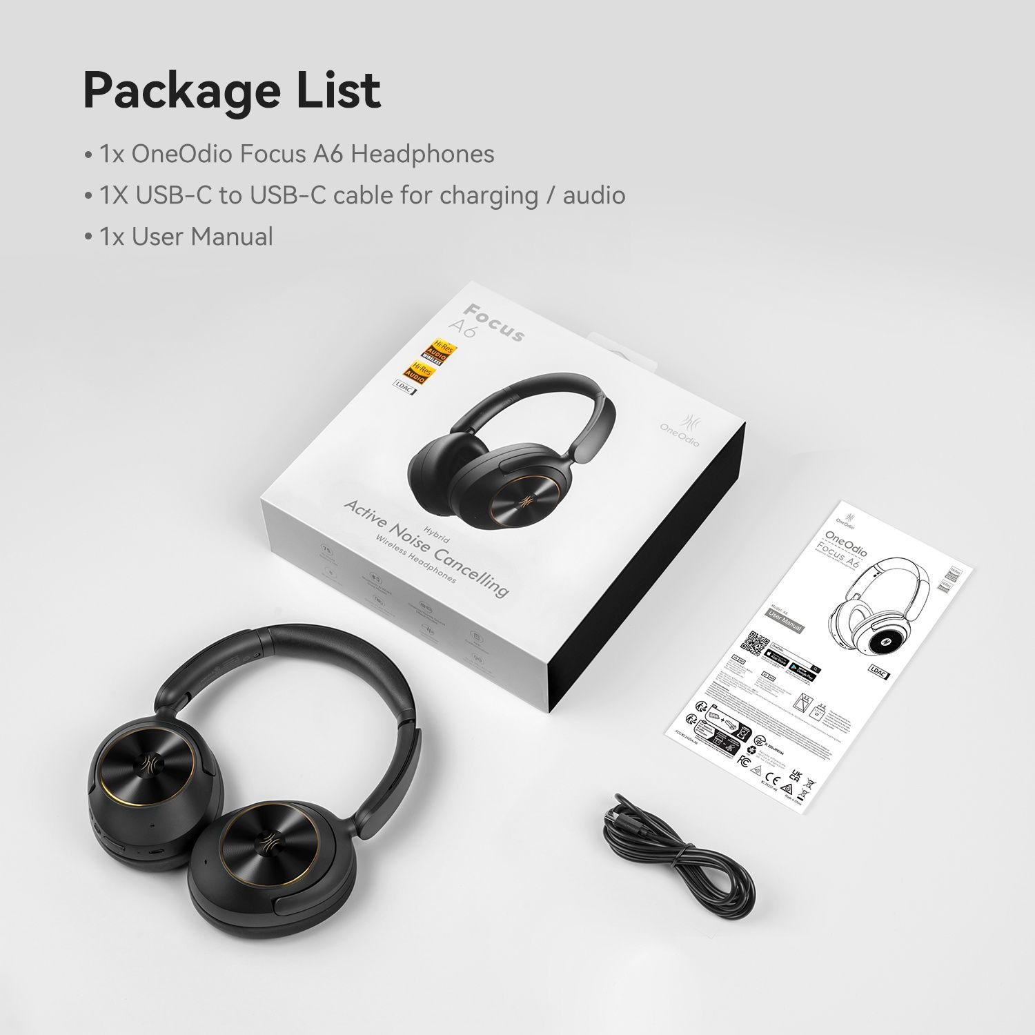 OneOdio Focus A6 Беспроводные Bluetooth Hi-Res Наушники / LDAC / ANC