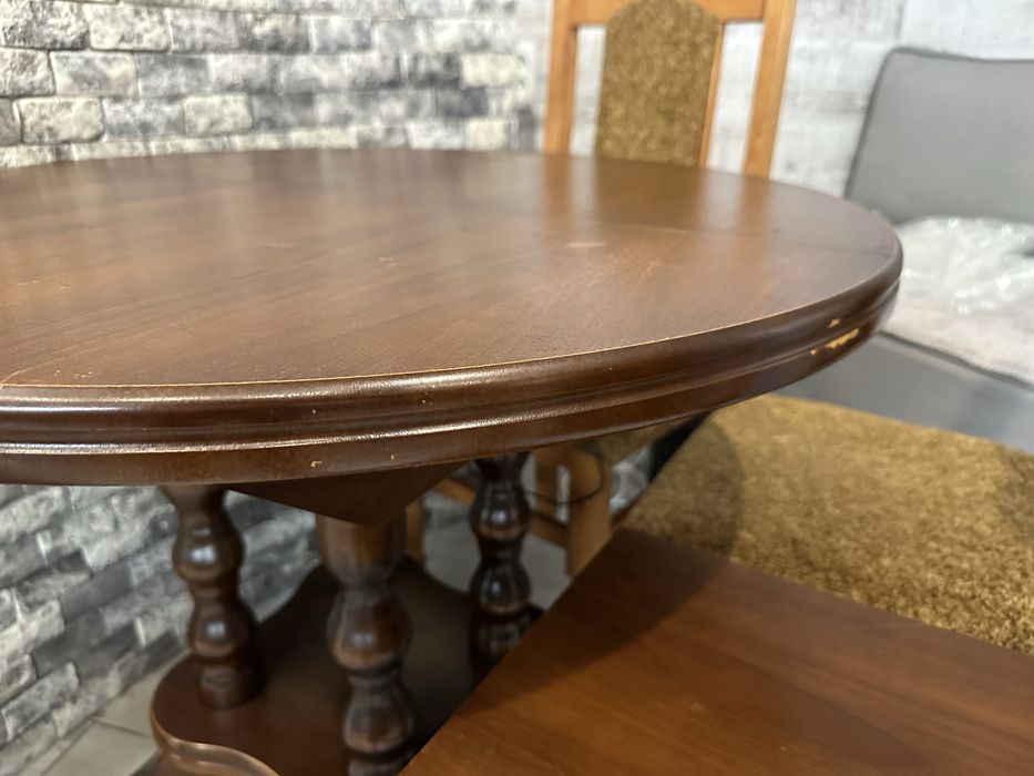 Обідній розкладний стіл + 4 стільці з масиву дуба