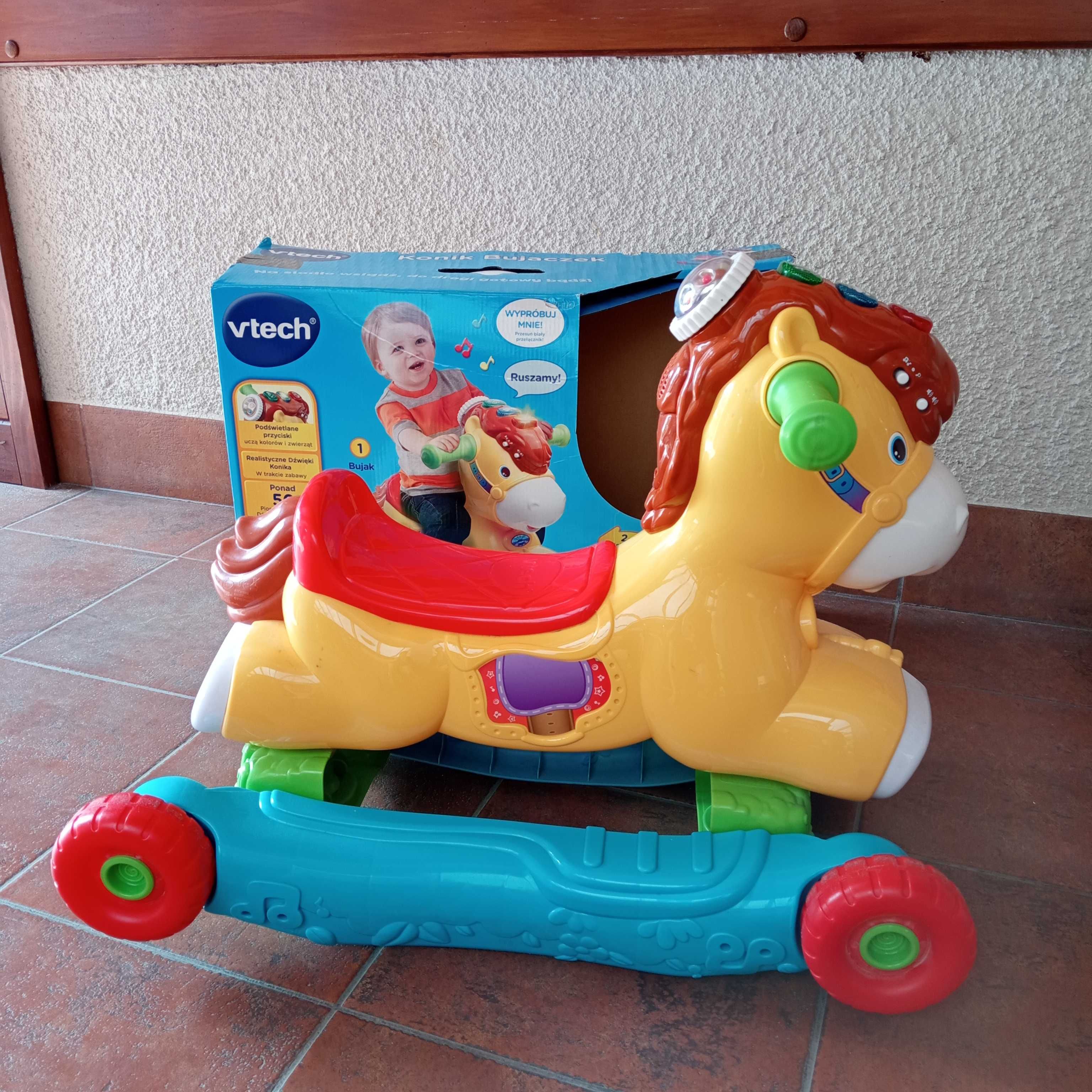 Interaktywny koń na biegunach VTECH gra, świeci bujak jeździk