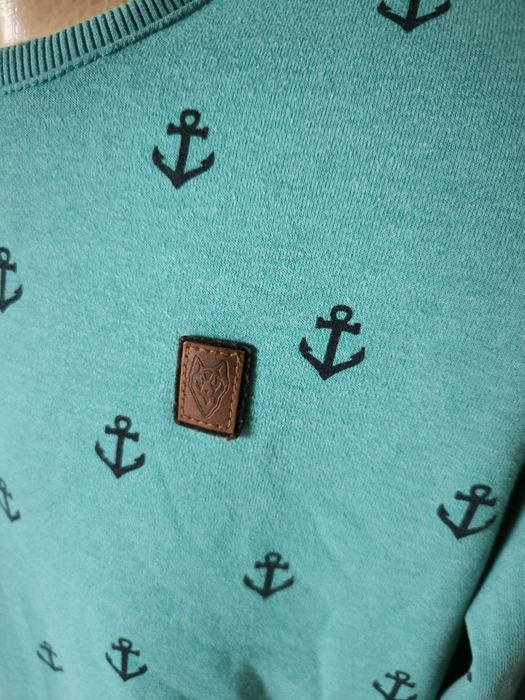 Naketano bluza męska L kotwice turkus sweatshirt